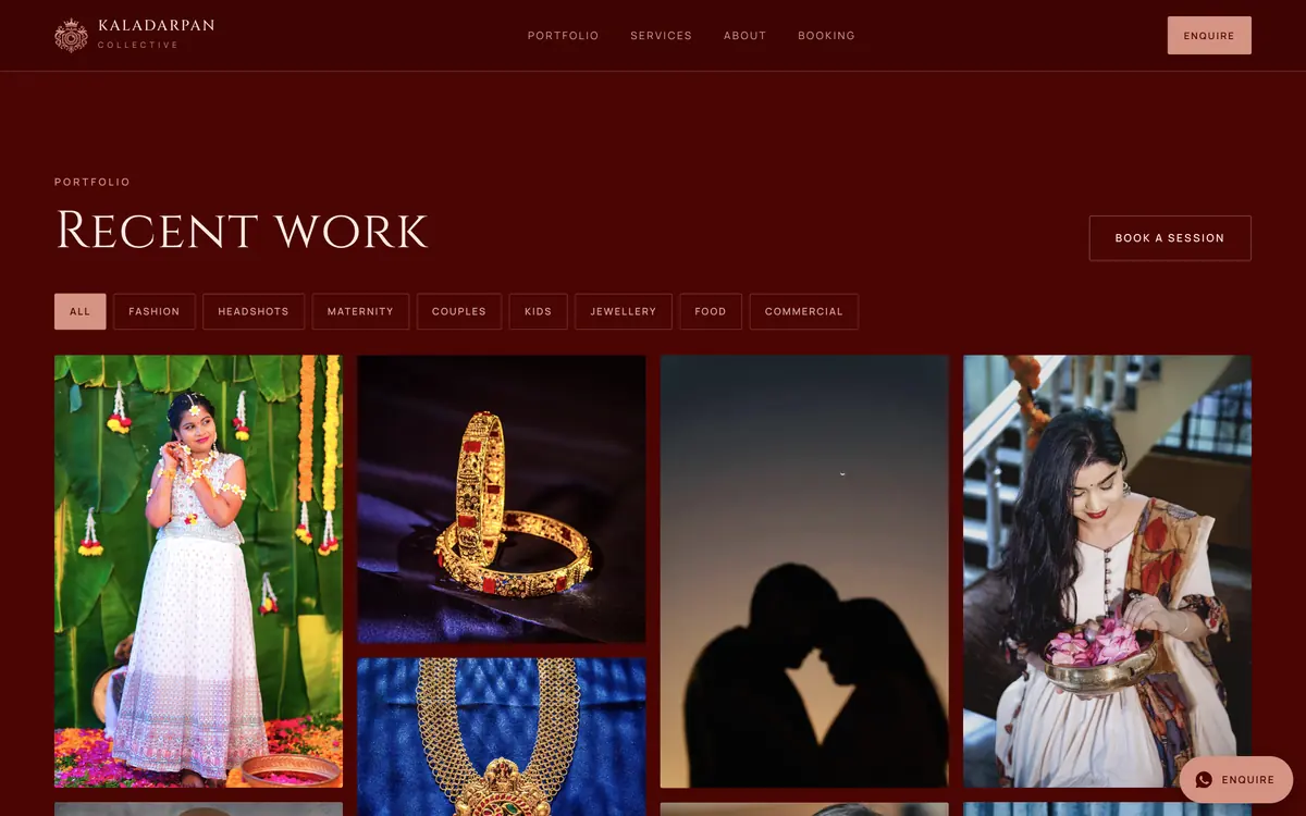 KalaDarpan Collective homepage on desktop
