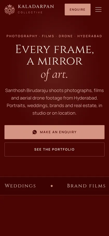 KalaDarpan Collective homepage on a phone